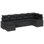 Set de Sofás de Jardín de 7 Piezas con Cojines de Poliratán Negro de , Sofás de exterior - Ref: Foro24-3346133, Precio: 448,7...
