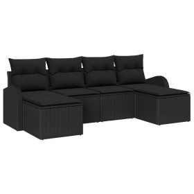Conjunto de Sofá de Jardín de 6 Piezas con Cojines Negro Poliratán de , Sofás de exterior - Ref: Foro24-3346153, Precio: 352,...