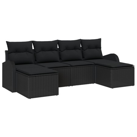 Conjunto de Sofá de Jardín de 6 Piezas con Cojines Negro Poliratán de , Sofás de exterior - Ref: Foro24-3346153, Precio: 352,...