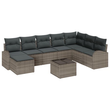 Set de sofá de jardín de 8 piezas con cojines de ratán sintético negro de , Sofás de exterior - Ref: Foro24-3346169, Precio: ...