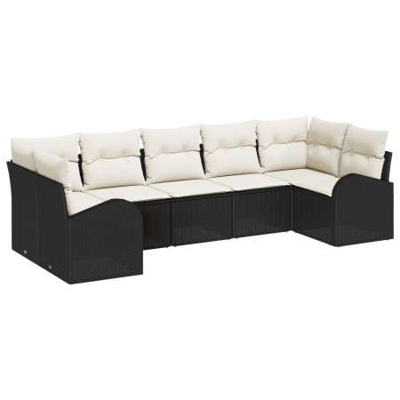 Conjunto de sofá de jardín de 7 piezas con cojines - Ratan sintético negro de , Sofás de exterior - Ref: Foro24-3346187, Prec...