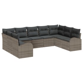 Conjunto de Sofá de Jardín de 9 Piezas con Cojines Gris de Poliratán de , Sofás de exterior - Ref: Foro24-3346199, Precio: 55...