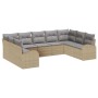 Conjunto de Sofá de Jardín  de 9 Piezas con Cojines Beige Ratán Poliéster | Foro24.es | Tu tienda online para hogar, jardín y más Foro24.es