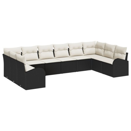 Juego de Sofá de Jardín de 10 Piezas con Cojines Poliratán Negro de , Sofás de exterior - Ref: Foro24-3346217, Precio: 579,06...