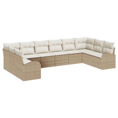 Conjunto de Sofá de Jardín de 10 Piezas con Cojines Beige Ratán de , Sofás de exterior - Ref: Foro24-3346221, Precio: 650,85 ...