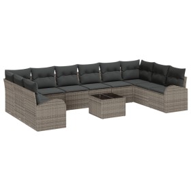 Set de Sofá de Jardín de 10 Piezas con Cojines Ratán Poliéster Negro de , Sofás de exterior - Ref: Foro24-3346229, Precio: 66...