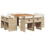 Set comedor de jardín 9 pzas con cojines ratán sintético beige en Conjuntos de jardín | Comprar online en Foru.es