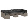Set de Sofá de Jardín de 10 Piezas con Cojines Ratán Poliéster Negro de , Sofás de exterior - Ref: Foro24-3346229, Precio: 66...