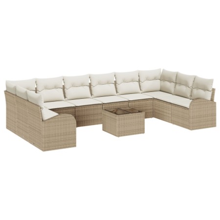 Conjunto de Sofá de Jardín de 11 Piezas con Cojines de Rattan Poliéster Marrón de , Sofás de exterior - Ref: Foro24-3346231, ...