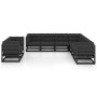 Set de muebles de jardín 9 pzas con cojines madera pino negro de vidaXL, Conjuntos de jardín - Ref: Foro24-3076968, Precio: 1...