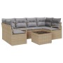 Conjunto de Sofá de Jardín  de 7 Piezas con Cojines Beige Ratán Poly, Sofá de Jardín  de 2 Plazas con Cojines Beige Ratán Poly | Foro24.es | Tu tienda online para hogar, jardín y más Foro24.es