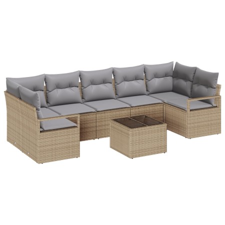Juego de Sofá de Jardín de 8 Piezas con Cojines Beige Poliratán,  Sofá de Jardín de 2 Plazas con Cojines Beige Poliratán | Foro24.es | Tu tienda online para hogar, jardín y más Foro24.es