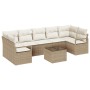 Conjunto de Sofá de Jardín de 8 Piezas con Cojines Beige Poliratán, Sofá de Jardín de 2 Plazas con Cojines Beige Poliratán de...