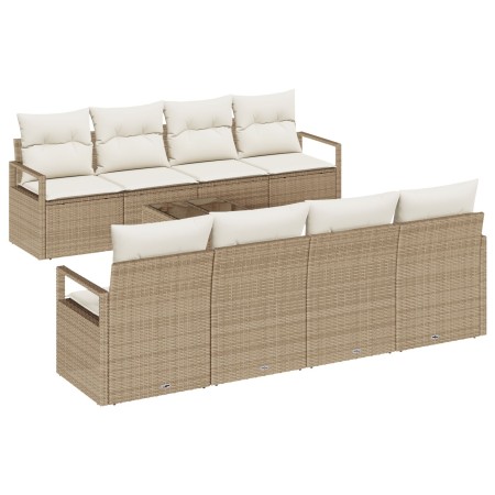 Conjunto de sofá de jardín  de 9 piezas con cojines beige poliratán, Sofá de jardín  de 2 plazas con cojines beige poliratán | Foro24.es | Tu tienda online para hogar, jardín y más Foro24.es