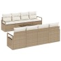 Conjunto de sofá de jardín  de 9 piezas con cojines beige poliratán, Sofá de jardín  de 2 plazas con cojines beige poliratán | Foro24.es | Tu tienda online para hogar, jardín y más Foro24.es
