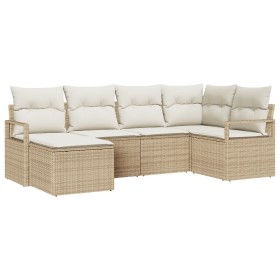 Juego de Sofás de Jardín de 6 Piezas con Cojines Beige, Sofá de Jardín de 2 Plazas con Cojines Beige de , Sofás de exterior -...