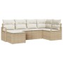 Juego de Sofás de Jardín de 6 Piezas con Cojines Beige, Sofá de Jardín de 2 Plazas con Cojines Beige de , Sofás de exterior -...