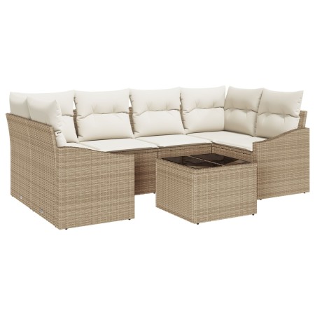 Juego de sofá de 7 piezas con cojines Beige Ratán Sintético de , Sofás de exterior - Ref: Foro24-3346621, Precio: 480,90 €, D...