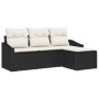 Set de sofá de jardín de 4 piezas con cojines negro de ratán polimérico de , Sofás de exterior - Ref: Foro24-3346667, Precio:...