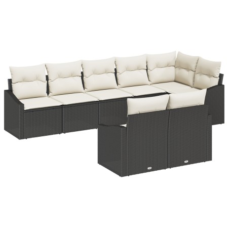 Set de Sofá de Jardín de 8 Piezas con Cojines de Poliratán Negro de , Sofás de exterior - Ref: Foro24-3346767, Precio: 526,34...