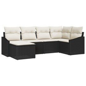 Conjunto de Sofá de Jardín de 6 Piezas con Cojines Negro Polirattan de , Sofás de exterior - Ref: Foro24-3346787, Precio: 367...
