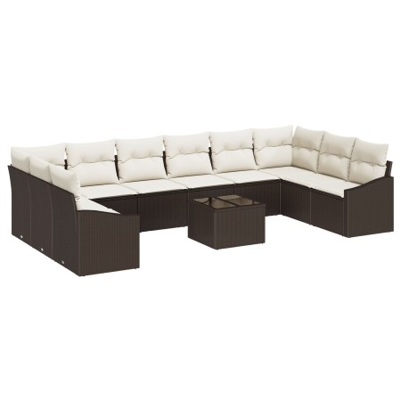 Conjunto de Sofá de Jardín de 10 Piezas con Cojines de Ratán Poliéster Gris de , Sofás de exterior - Ref: Foro24-3346908, Pre...
