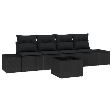 Conjunto de sofá de jardín de 5 piezas con cojines negro poliratán de , Sofás de exterior - Ref: Foro24-3346933, Precio: 335,...