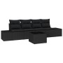 Conjunto de sofá de jardín de 5 piezas con cojines negro poliratán de , Sofás de exterior - Ref: Foro24-3346933, Precio: 335,...