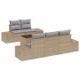Juego de Sofás de Jardín de 6 Piezas con Cojines Beige de Poliratán de , Sofás de exterior - Ref: Foro24-3346940, Precio: 473...