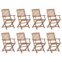 Sillas de exterior plegables 8 uds madera maciza acacia de vidaXL, Sillas de jardín - Ref: Foro24-3075084, Precio: 407,29 €, ...