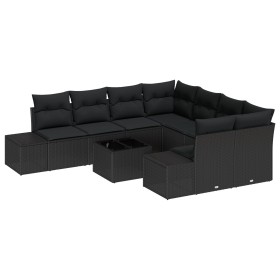 Conjunto de Sofás de Jardín de 9 Piezas con Cojines de Poliratán Negro de , Sofás de exterior - Ref: Foro24-3347003, Precio: ...