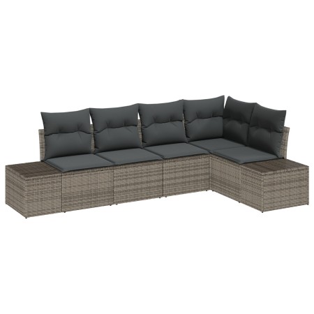 Juego de Sofás de Jardín de 5 Piezas con Cojines Gris Poliratán de , Sofás de exterior - Ref: Foro24-3347059, Precio: 359,81 ...