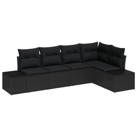 Juego de sofá de 5 piezas con cojines de poliratán negro de , Sofás de exterior - Ref: Foro24-3347063, Precio: 367,26 €, Desc...