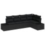 Juego de sofá de 5 piezas con cojines de poliratán negro de , Sofás de exterior - Ref: Foro24-3347063, Precio: 367,26 €, Desc...