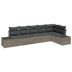 Conjunto de sofá de jardín de 6 piezas con cojines gris poliratán de , Sofás de exterior - Ref: Foro24-3347079, Precio: 412,1...