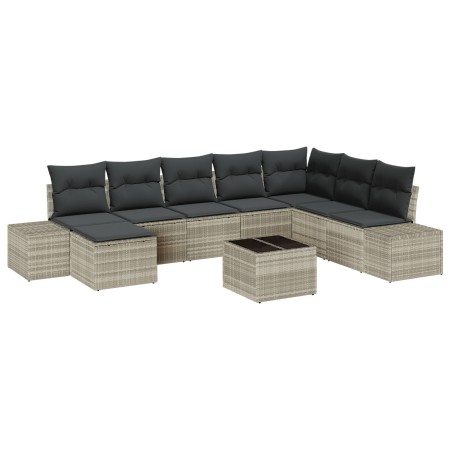 Set de Sofá de Jardín de 9 Piezas con Cojines Gris de Ratán | Foro24.es | Tu tienda online para hogar, jardín y más Foro24.es