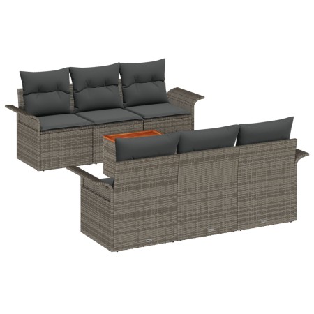 Juego de Sofá de Jardín de 7 Piezas con Cojines Gris Poliratán Acacia de , Sofás de exterior - Ref: Foro24-3347272, Precio: 4...