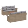 Conjunto de Sofás de Jardín de 7 Piezas con Cojines Beige Polirratan Acacia de , Sofás de exterior - Ref: Foro24-3347273, Pre...