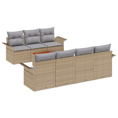 Juego de Sofá de Jardín de 8 Piezas con Cojines Beige Rattan Acacia de , Sofás de exterior - Ref: Foro24-3347287, Precio: 542...