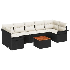 Conjunto de Sofá de Jardín de 8 Piezas con Cojines Negro Poliratán Acacia de , Sofás de exterior - Ref: Foro24-3347292, Preci...