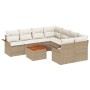 Conjunto de Sofás de Jardín de 9 Piezas con Cojines Beige Ratán Poli Acacia de , Sofás de exterior - Ref: Foro24-3347309, Pre...