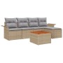Conjunto de sofá de jardín de 6 piezas con cojines color beige de ratán y acacia de , Sofás de exterior - Ref: Foro24-3347315...