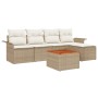 Conjunto de sofá de 6 piezas para jardín con cojines beige de ratán sintético y acacia de , Sofás de exterior - Ref: Foro24-3...