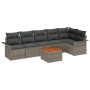 Set de sofá de jardín de 7 piezas con cojines gris Poliratán Acacia de , Sofás de exterior - Ref: Foro24-3347335, Precio: 433...