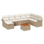 Juego de Sofás de Jardín de 9 Piezas con Cojines Beige Ratán Polipropileno Acacia de , Sofás de exterior - Ref: Foro24-334736...