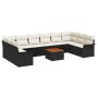 Set de Sofás Jardín de 11 Piezas con Cojines Negros de Rattan Poliéster Acacia de , Sofás de exterior - Ref: Foro24-3347376, ...