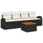 Conjunto de Sofás de Jardín de 5 Piezas con Cojines Ratán Negro Acacia de , Sofás de exterior - Ref: Foro24-3347509, Precio: ...