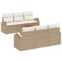 Conjunto de Sofá de Jardín de 7 Piezas con Cojines Beige Poliratán Acacia de , Sofás de exterior - Ref: Foro24-3347526, Preci...