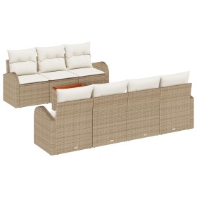 Juego de Sofá de Jardín de 8 Piezas con Cojines Beige de Poliratán Acacia de , Sofás de exterior - Ref: Foro24-3347540, Preci...
