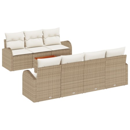 Juego de Sofá de Jardín de 8 Piezas con Cojines Beige de Poliratán Acacia de , Sofás de exterior - Ref: Foro24-3347540, Preci...